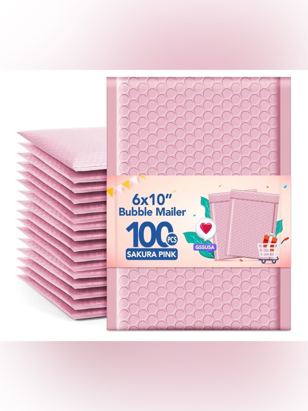 Pink Poly Bubble Mailer 6x10 Qty250 Self Seal Waterproof Tear Resistant